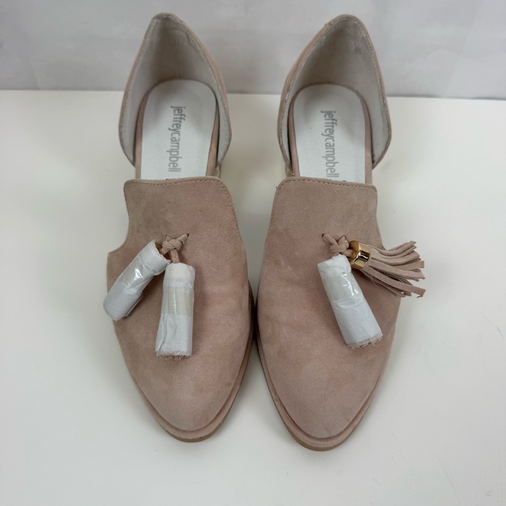 Jeffrey Campbell 'Civil' Pearly Heeled d'Orsay Loafers Pink Suede‎ 6 NWOT - Picture 2 of 10